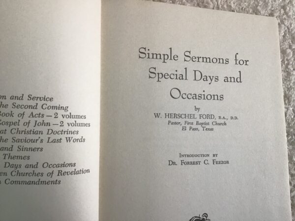 Simple Sermons for Special Days and Occasions