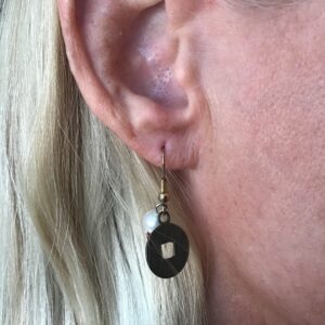 Chinese Coin and Bead Earrings