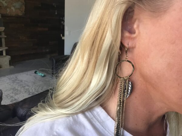 Feather, Chain, and Flower Earrings - Image 5