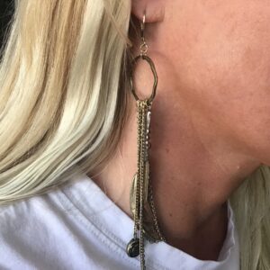 Feather, Chain, and Flower Earrings