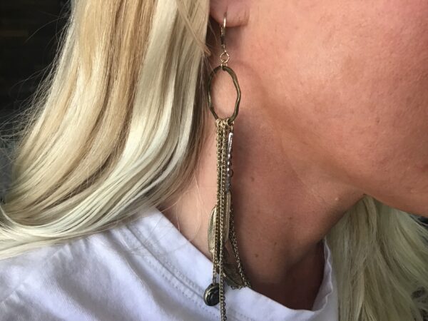 Feather, Chain, and Flower Earrings