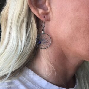 Dream Catcher Earrings with Blue Beads