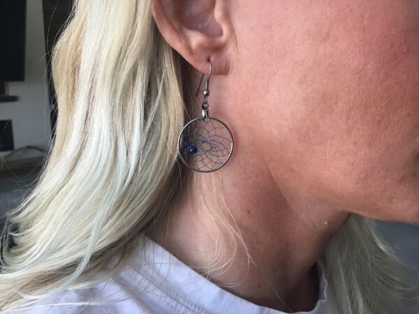 Dream Catcher Earrings with Blue Beads