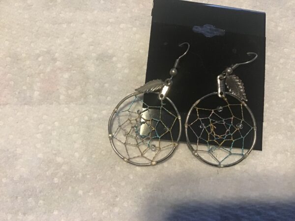 Blue and Gold Dream Catcher Earrings - Image 6
