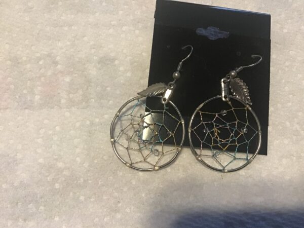 Blue and Gold Dream Catcher Earrings - Image 5