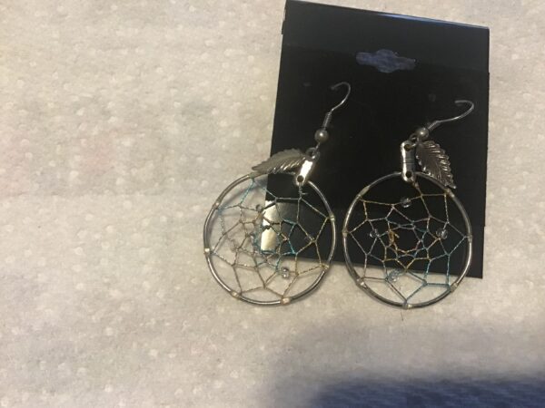 Blue and Gold Dream Catcher Earrings - Image 8