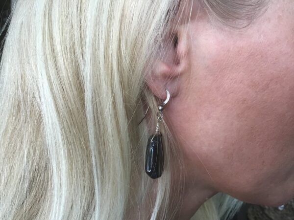 Black (Shiny Stone) Earrings - Image 3