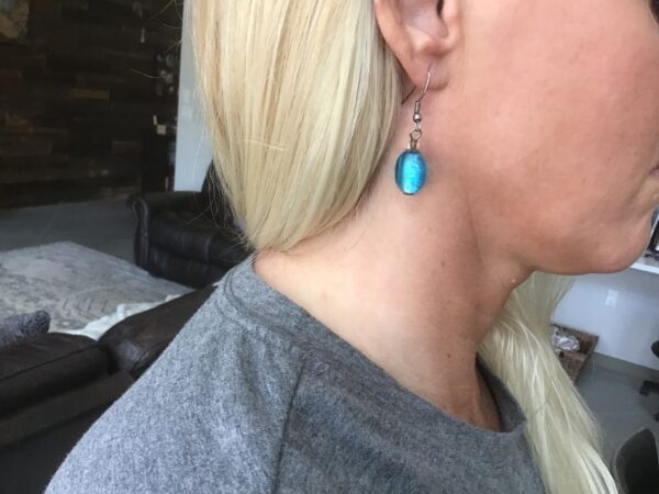 Blue and Turquoise Earrings (semi oval) - Image 2