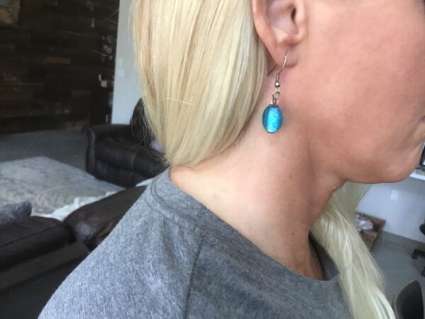 Blue and Turquoise Earrings (semi oval) - Image 4
