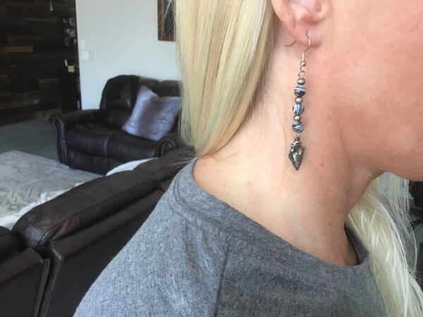 Dangling Zebra Bead and Arrowhead Earrings - Image 2