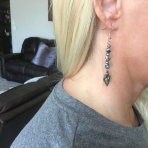 Dangling Zebra Bead and Arrowhead Earrings