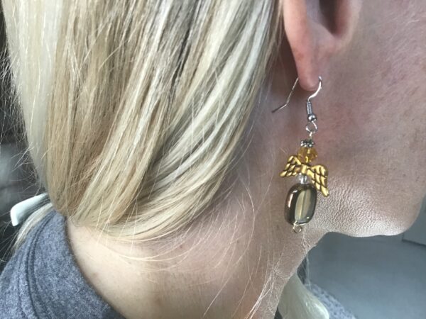 Amber Colored Angel Earrings - Image 2