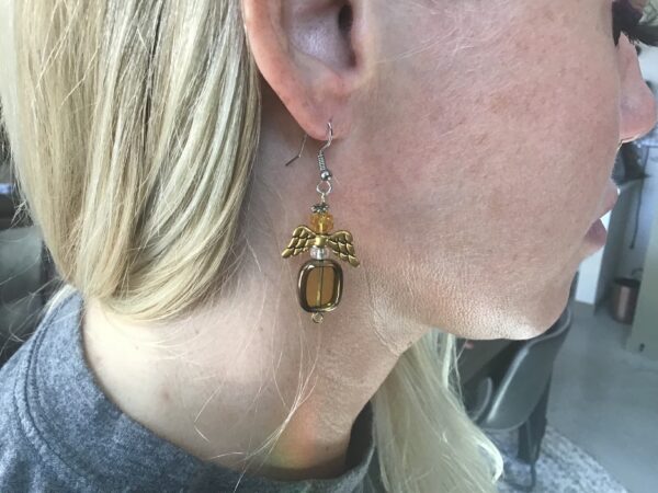 Amber Colored Angel Earrings - Image 3