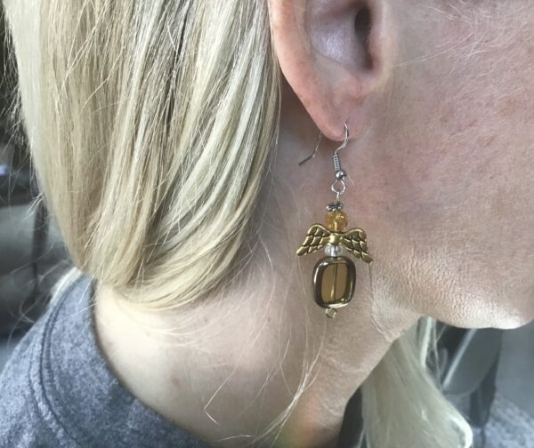Amber Colored Angel Earrings