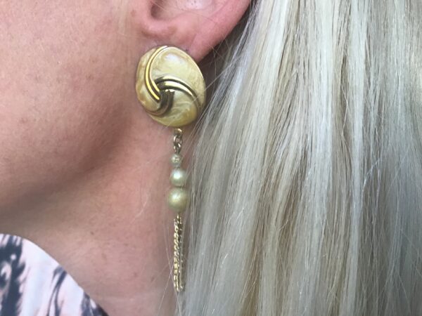 Eternity Triskelion Symbol with Bead and Chain Earrings - Image 2