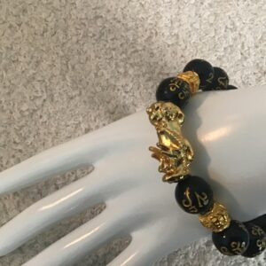Black Bead Gold Dragon Mantra Bracelet