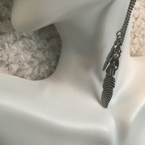 Dangling (Silver Colored) Feather Earrings with Sparkly Stones