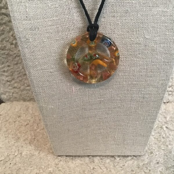 Amber/Multicolored Peace Sign Earrings