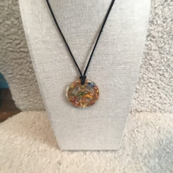 Amber/Multicolored Peace Sign Earrings - Image 3