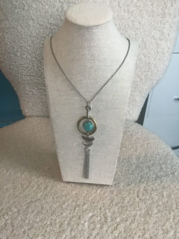 Circular Turquoise Fish & Moon Necklace - Image 5