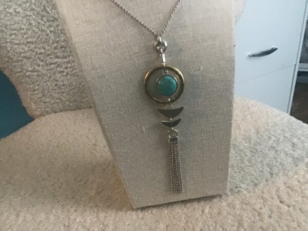 Circular Turquoise Fish & Moon Necklace - Image 7