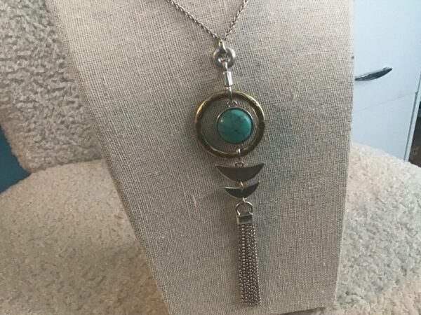 Circular Turquoise Fish & Moon Necklace - Image 4