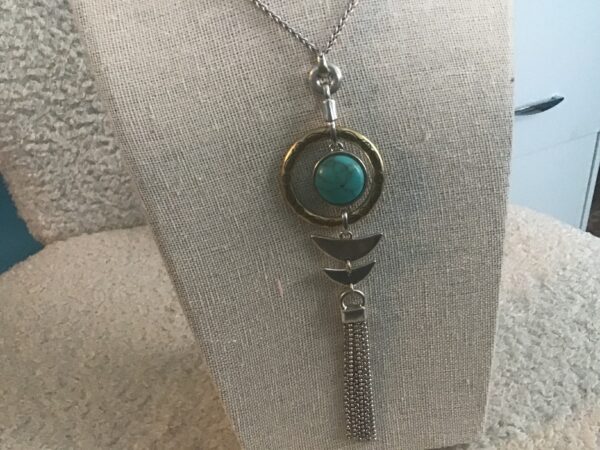 Circular Turquoise Fish & Moon Necklace - Image 3