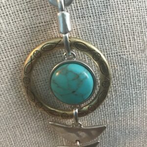 Circular Turquoise Fish & Moon Necklace