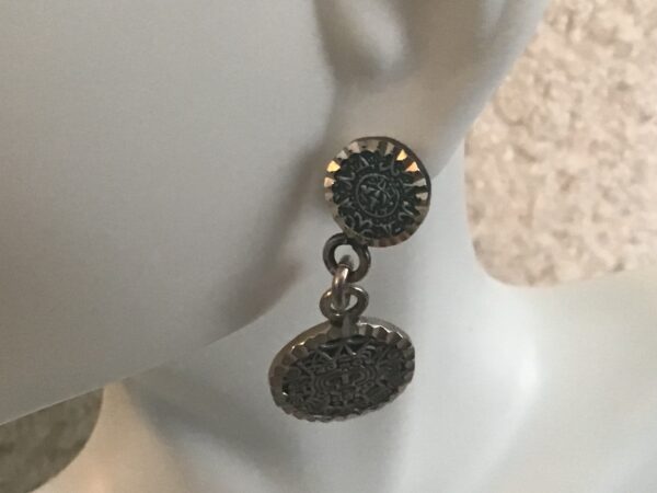 Aztec/Mayan Face Earrings (Silver) - Image 9