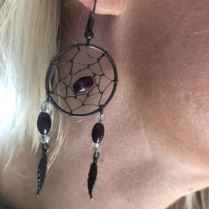 Dark Purple Dream Catcher Earrings