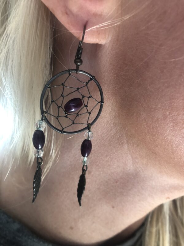 Dark Purple Dream Catcher Earrings