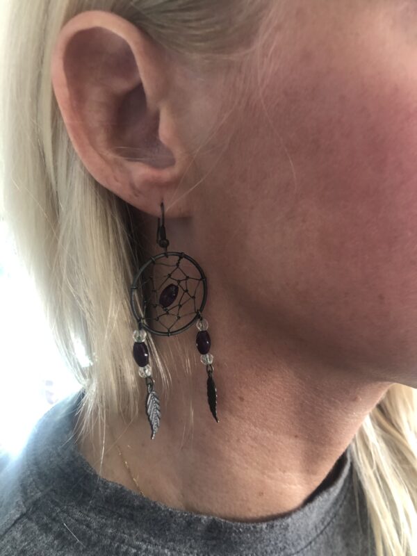 Dark Purple Dream Catcher Earrings - Image 5