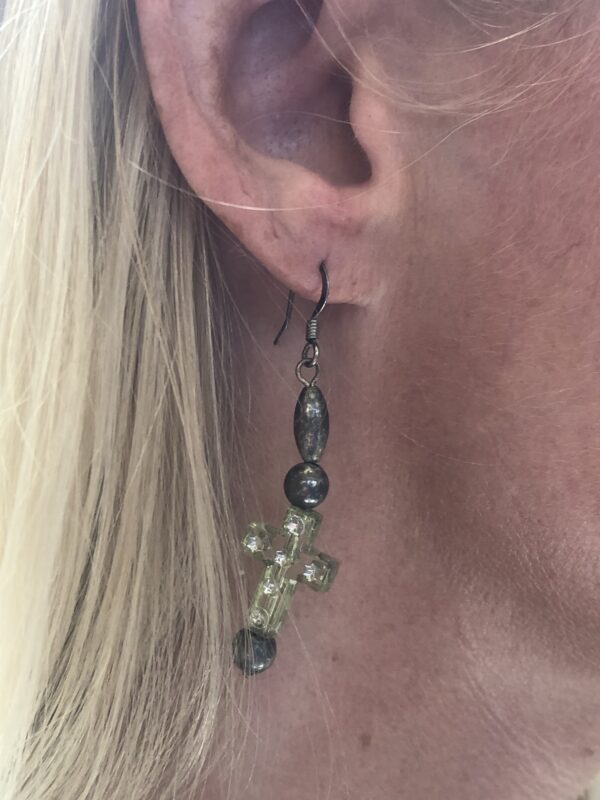 Cross and Bead Earrings - Image 4