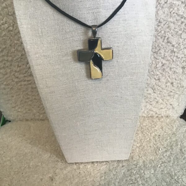 Black, Yellow, and Gray Cross Pendant - Image 3