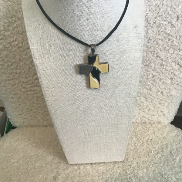 Black, Yellow, and Gray Cross Pendant - Image 5