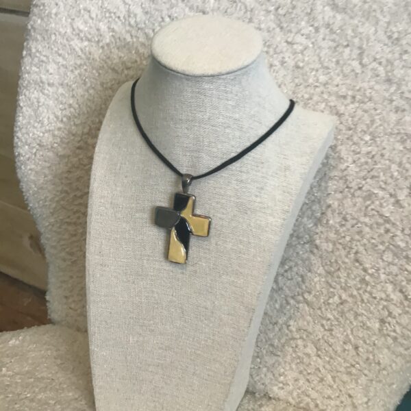 Black, Yellow, and Gray Cross Pendant - Image 7