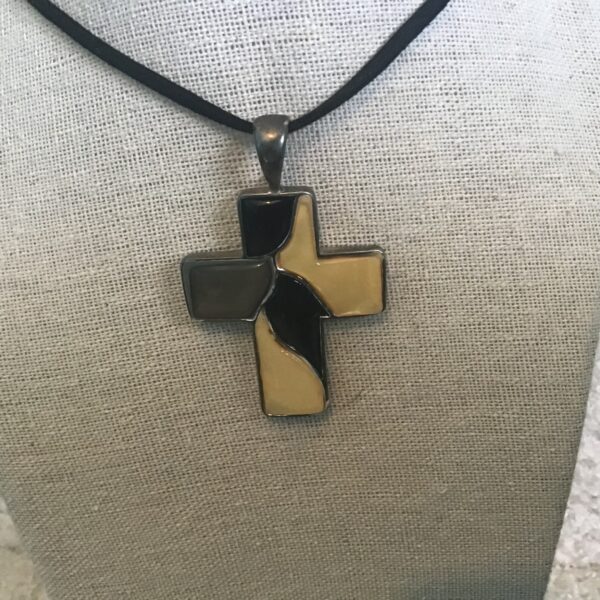 Black, Yellow, and Gray Cross Pendant - Image 2