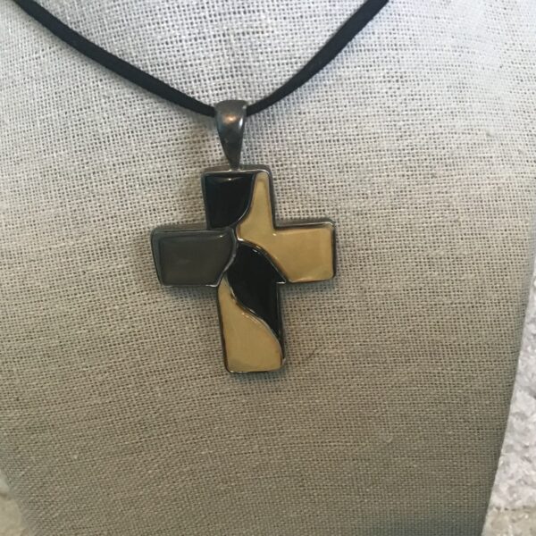 Black, Yellow, and Gray Cross Pendant - Image 4