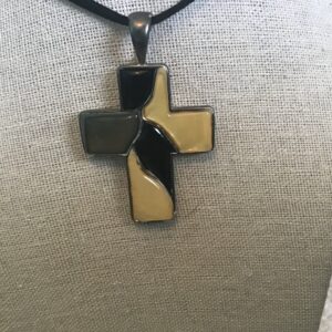 Black, Yellow, and Gray Cross Pendant