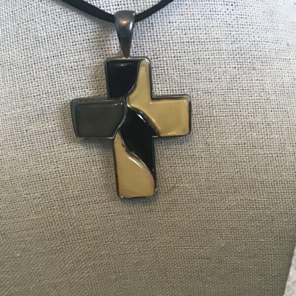 Black, Yellow, and Gray Cross Pendant