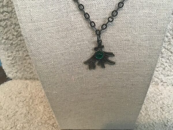 Chinese Symbol and Green Sphere Necklace