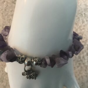 Amethyst and Elephant Charm Bracelet
