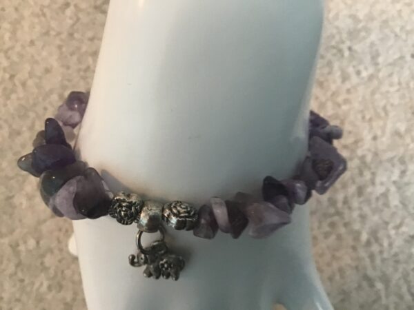 Amethyst and Elephant Charm Bracelet
