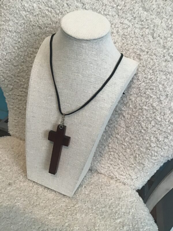 Brown Wood Cross Pendant - Image 3
