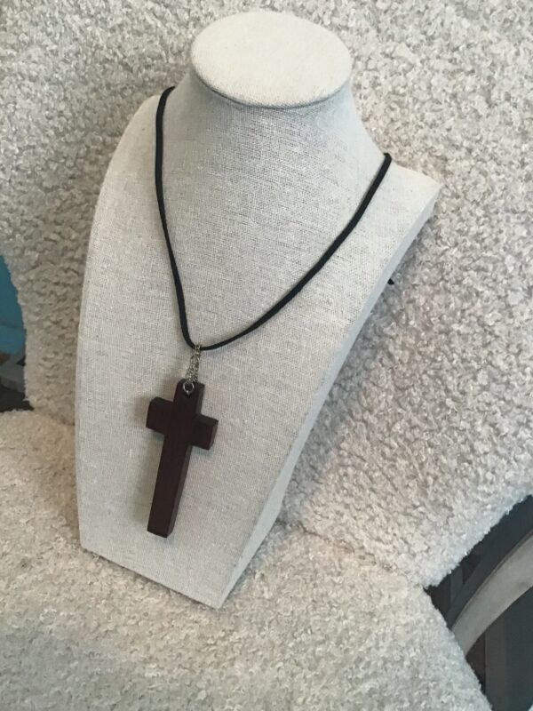 Brown Wood Cross Pendant - Image 4