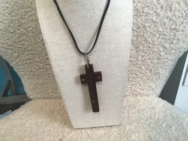 Brown Wood Cross Pendant - Image 5