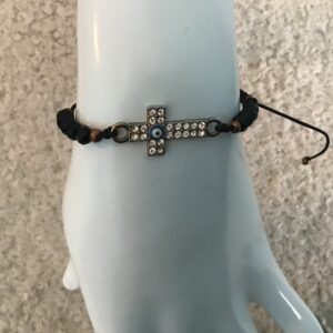 Evil Eye in Sparkly Cross Bracelet