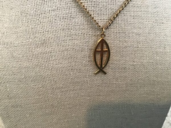 Cross In Fish Necklace (Gold Colored)