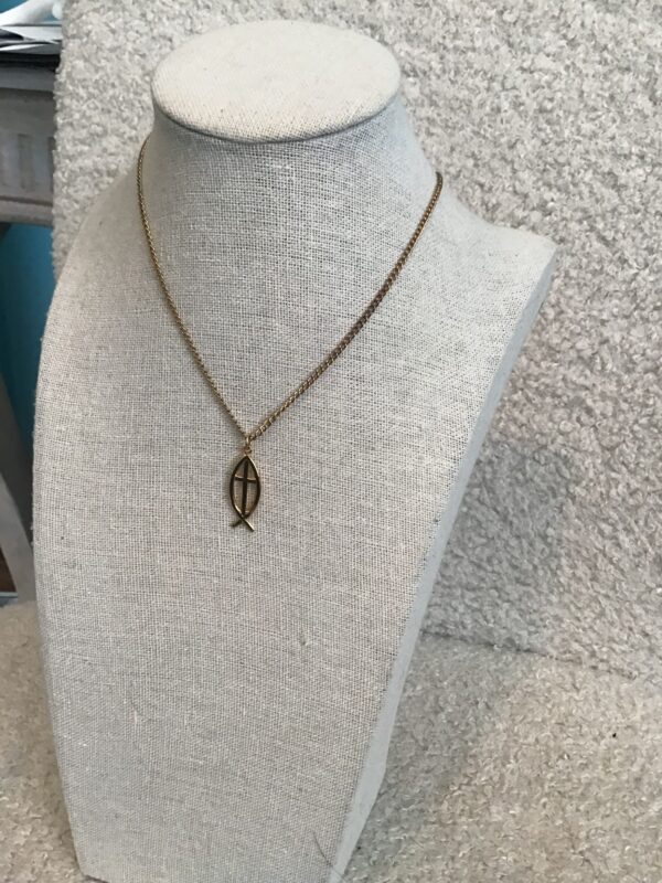 Cross In Fish Necklace (Gold Colored) - Image 3