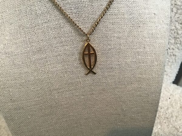 Cross In Fish Necklace (Gold Colored) - Image 4